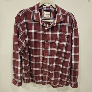 Tommy Bahama jeans mens xl red flannel button front shirt